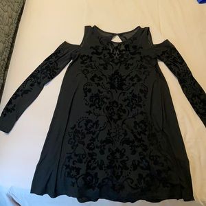 A&F black sheer dress with velvet detail. Sz small